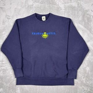 VTG 90s Lee Cross Grain Scubamonster Sweatshirt 2XL Navy Octopus‎ Embroidered